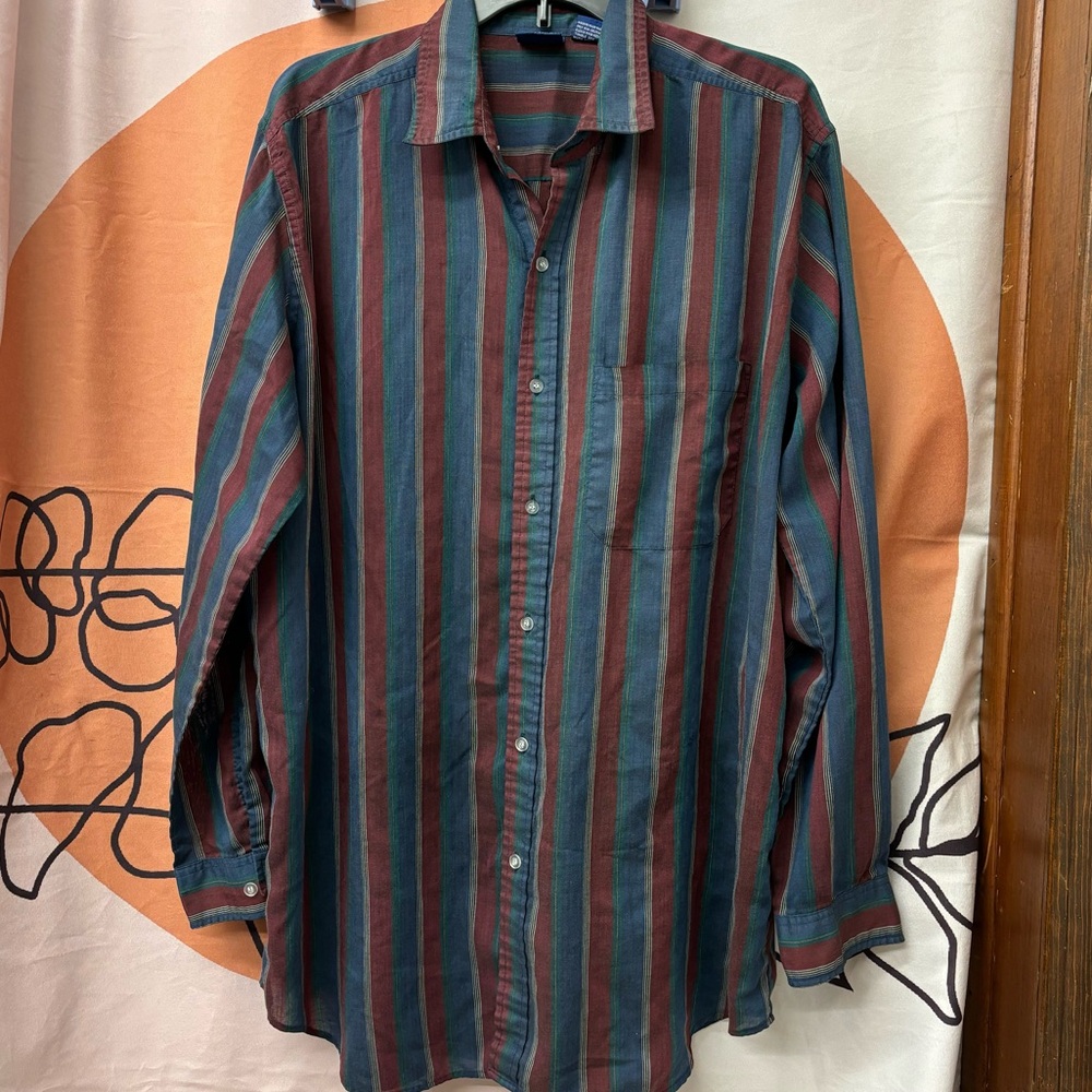 Vintage Bristol Blues striped button down, super lightweight. XLT